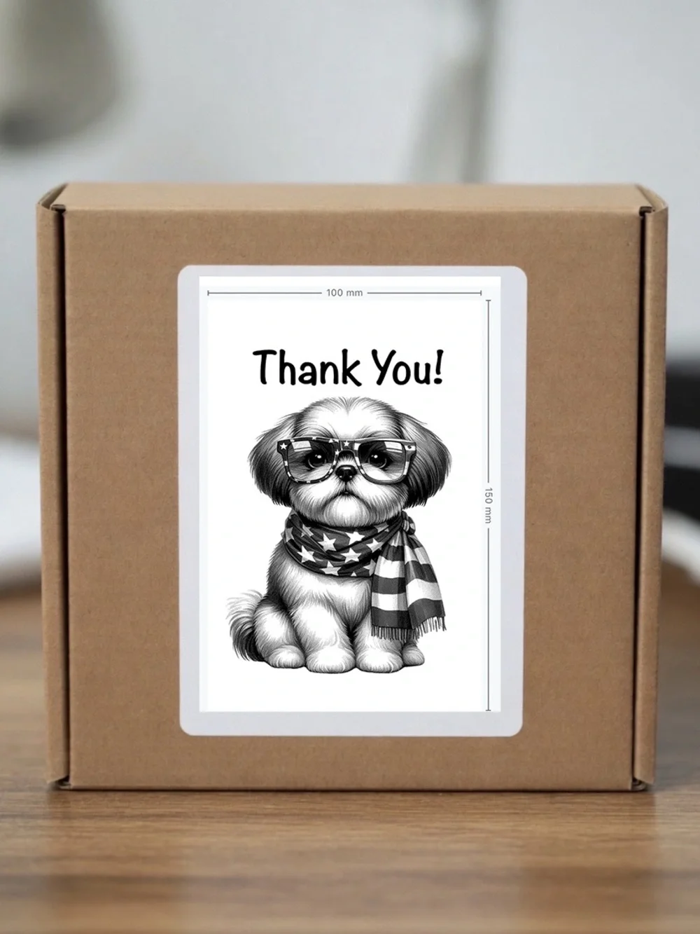 Patriotic Bichon Frise Thank You  Stickers  4”x6”-100ct.